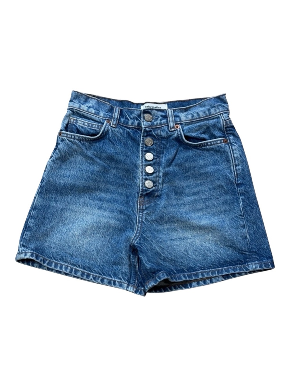 Reformation Jeans Amy Button Fly High Rise Jean Shorts size 24